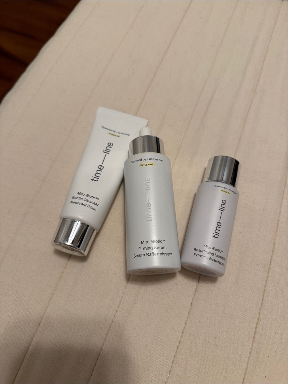 Time-line skincare set facewash, firming serum, exfoliant
